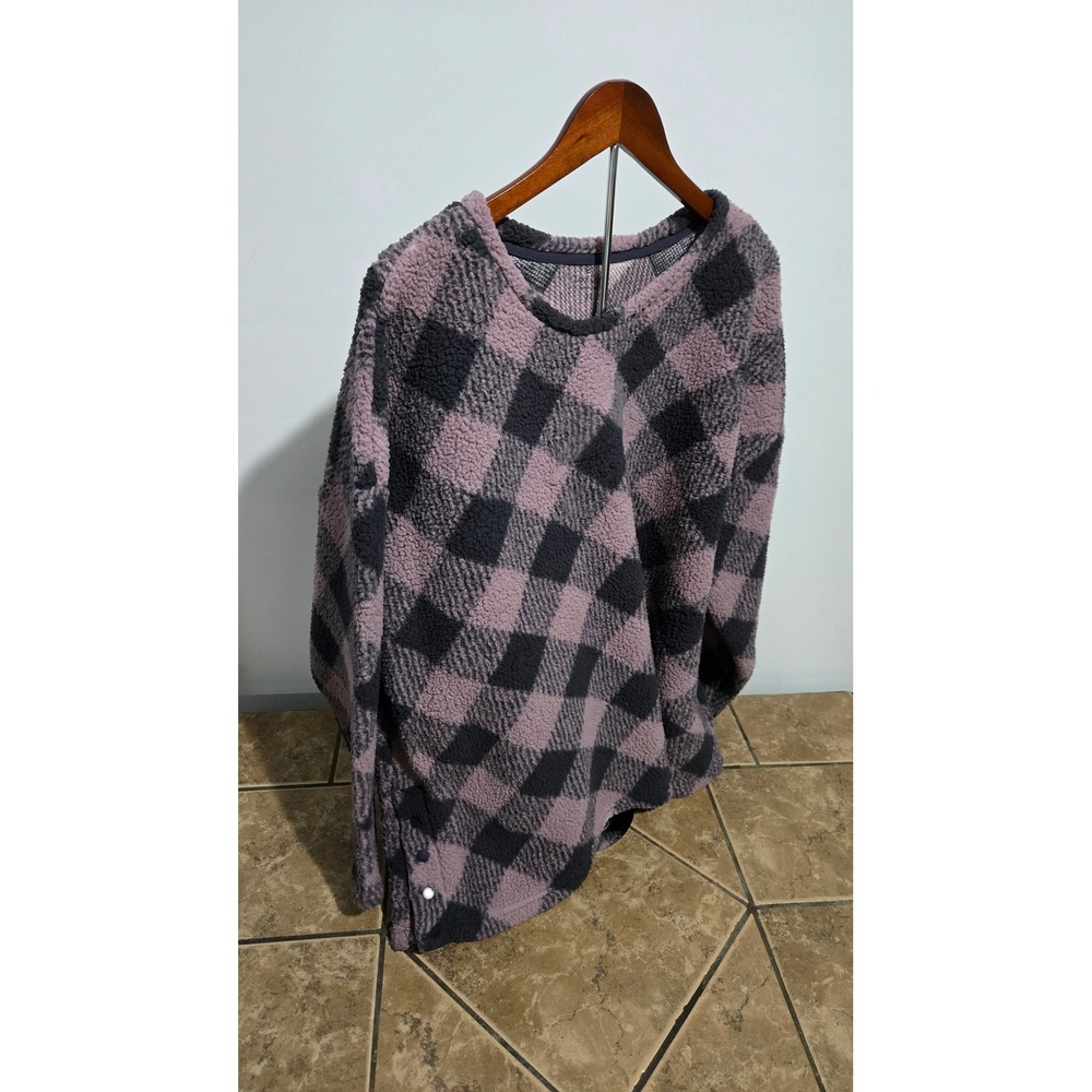 Cuddi Duds Pullover Over Checker Black Pink Gray Fleece Sz 3x